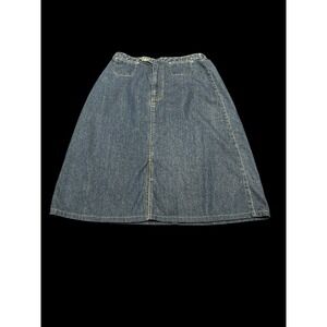 Vtg Liz Claiborne Women's 12 Skirt Blue Jeans Denim Maxi Cotton Slit Vintage